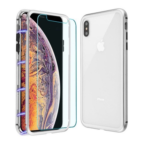 Mybat For Apple Iphone Xs Max Clear Silver Magnetic Hybrid Rubber