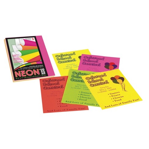 Pacon Neon Multi-purpose Paper, 8-1/2 X 11 Inches, 24 Lb, Assorted Neon  Colors, Pack Of 100 : Target