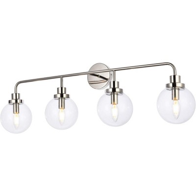 Hanson 4-Light Polished Nickel and Clear Glass Bath Sconce