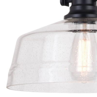 Matte Black 12" Farmhouse Style Pendant Light with Glass