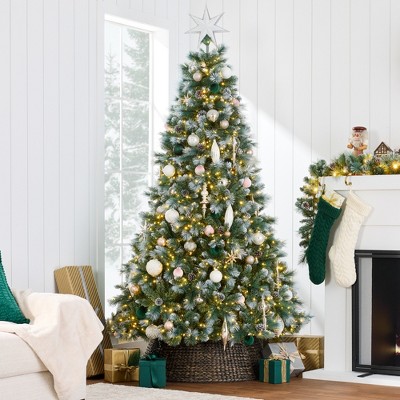 6ft Frosted Pine Christmas Tree with Multicolor LED Lights