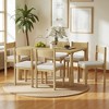 7-Piece Retro Dining Table Set, Wooden Rectangular Table with 6 Upholstered Chairs, Classic Kitchen & Dining Room Furniture for Family Meals - 2 of 4