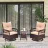 EROMMY 3 Pieces Patio Swivel Rocker Rattan Chairs, Outdoor Swivel Rocking Chairs With 1 Rattan Coffee Table, 360 Degree Swivel Patio Chairs For Lawn - 2 of 4