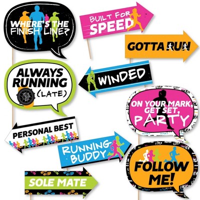 Big Dot of Happiness Funny Set the Pace - Running - Track, Cross Country or Marathon Party Photo Booth Props Kit - 10 Piece