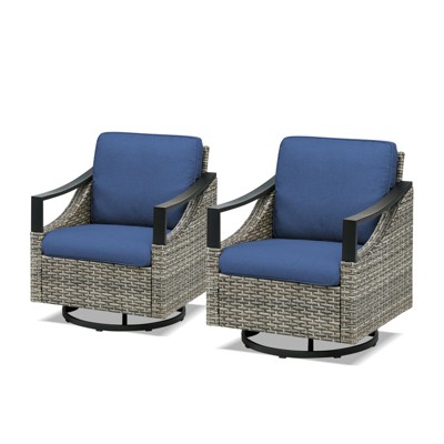 2pcs blue swivel chairs