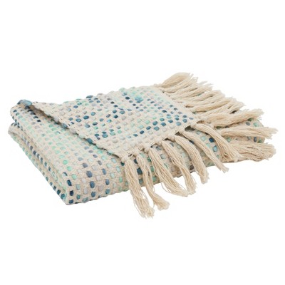 Confetti Design Gray and Blue Woven Throw Blanket