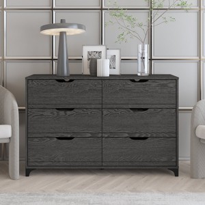 Galano Lilay 6 Drawer Dresser (Interlock) - Dark Grey Oak - 1 of 4
