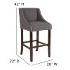 Emma and Oliver 30"H Transitional Upholstered Walnut Barstool with Accent Nails - 4 of 4