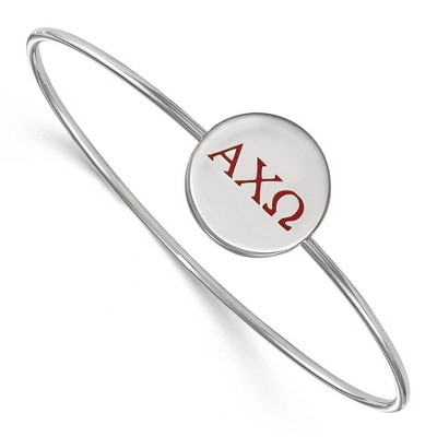 Black Bow Jewelry Sterling Silver Alpha Chi Omega Greek Life Bangle Bracelet 7 Inch