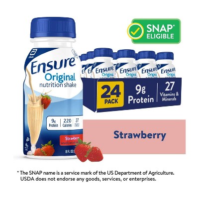 Abbott Ensure Original Nutrition Shake Strawberry 8 fl. oz. Pack of 24