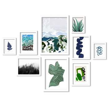 Americanflat Botanical Modern (Set Of 9) Watercolor Mountain Wash Framed Matted Gallery Wall Art Set