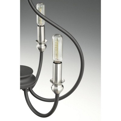 Graphite and Nickel 4-Light Mini Chandelier with Scrolled Frame