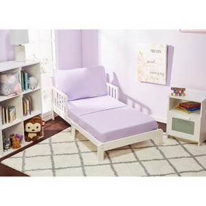 EVERYDAY KIDS 3 Piece Toddler Sheet Set - Soft Microfiber Toddler Bedding - Includes a Flat Sheet, a Fitted Sheet and a Pillowcase - Solid Purple - 1 of 4