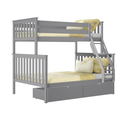 Max Lily Twin Over Full Bunk Bed With, Grey Twin Over Full Bunk Bed With Storage