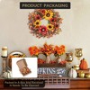 24 Inch Fall Wreaths for Front Door, Sunflower Wreath with Berries & Leaves, Large Autumn Wreath, Thanksgiving Harvest Wreath for Indoor Outdoor - 3 of 4