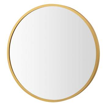 Costway 16''Round Wall Mounted Bathroom Mirror Aluminum Alloy Frame Decor Mirror Gold\Black