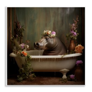 Stupell Industries Vintage Hippo Bathtub Wall Plaque Art - 1 of 4