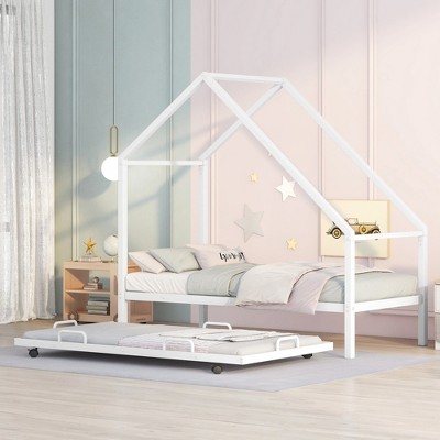 ALEXOUN Twin Size House Bed,Metal Bed Frame Without Floor Height Platform Bed for Kids,Teens,Adults for Bedroom,Apartment,
