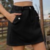 Women Washed Skirt, Elastic Waist Casual Stylish Cargo Mini Skirt with Multi Pockets for Casual Outings - 4 of 4