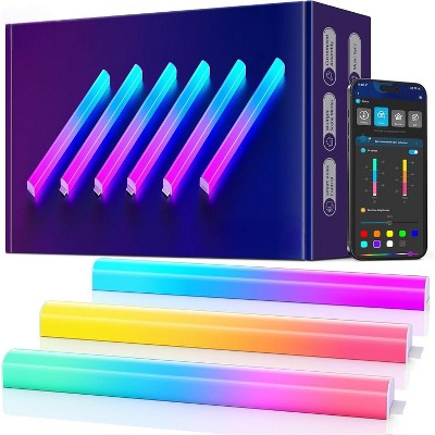Attop Wall Lights, RGBIC LED Light, Smart Gaming Light Works RGB Light Bar, LED Wall Lights for Bedroom, 2 Panels Set
