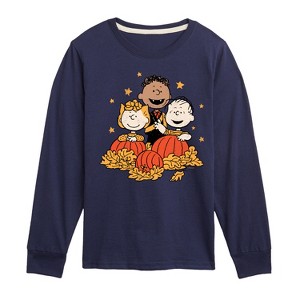 Boys' - Peanuts - Pumpkin Trio Long Sleeve Graphic T-Shirt - 1 of 4