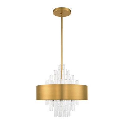 Elegant Orenburg 8-Light Natural Brass Pendant with Crystal Rods