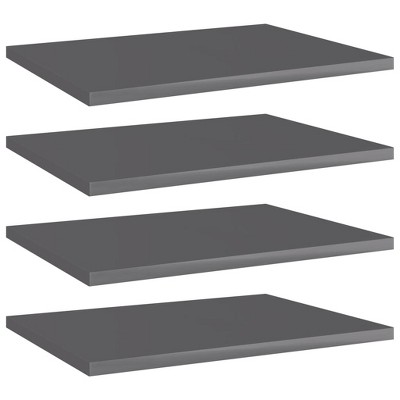vidaXL Bookshelf Boards 4 pcs High Gloss Gray 15.7 in.x11.8 in.x0.6 in. Engineered Wood