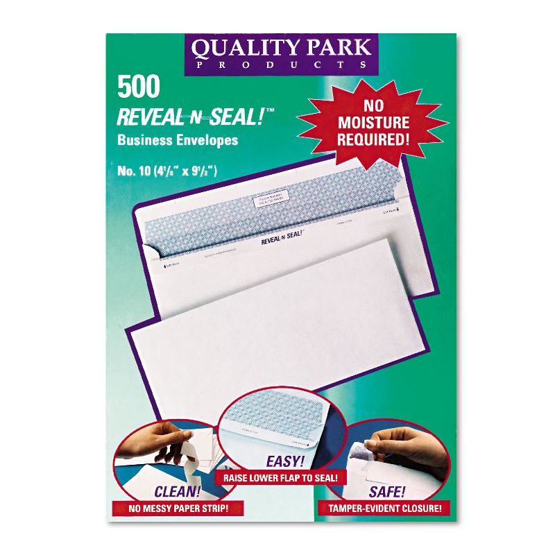 Quality Park Reveal N Seal Business Envelope #10 4 1/8 x 9 1/2 White 500/Box 67218, 2 of 4