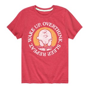 Boys' - Peanuts - Wake Up Overthink Sleep Repeat Short Sleeve Graphic T-Shirt - 1 of 4