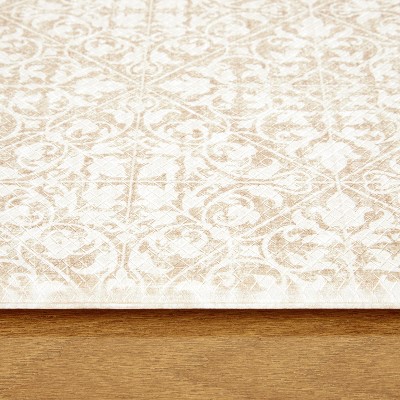 Beige Medallion Memory Foam Non-Slip Runner Mat