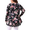 Agnes Orinda Women's Plus Size Lace Trim Floral Pattern Long Sleeve High Low Hem Tunic Blouse - image 4 of 4