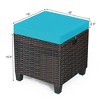 Costway 2PCS Patio Rattan Ottoman Cushioned Seat w/ Foot Rest Turquoise - 3 of 4