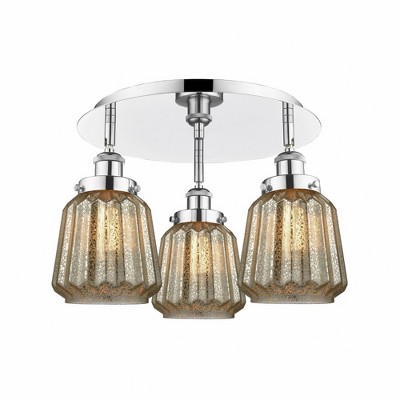Chatham - 3 Light Flush Mount In Art Deco Style-8 Inches Tall and 18.25 Inches Wide