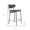 HomeRoots Set of Two 30" Black Faux Leather and Steel Low Back Bar Height Bar Chairs - 3 of 4
