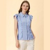 Allegra K Women's Ruffles Cap Sleeve Tops Tie Neck Button Up Peter Pan Collar Blouse Shirts - 4 of 4