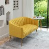 SEYNAR Modern Glam Comfy 50" Metal Legs Curved Sofa 2 Seaters Loveseat with Tufted Back - 2 of 4