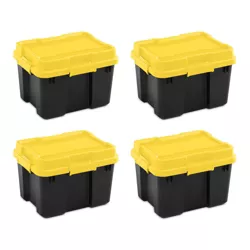 Sterilite 18319Y04 20 Gallon Heavy Duty Plastic Storage Container Box with Lid and Latches