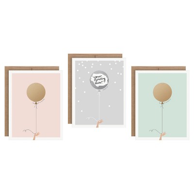 3ct Balloons Scratch-off Greeting Cards