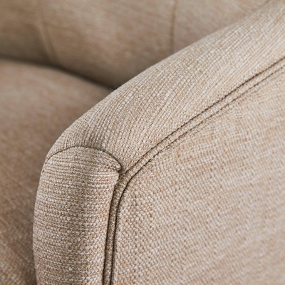 Stoneware Beige Twill Fabric Swivel Office Chair with Fixed Arms