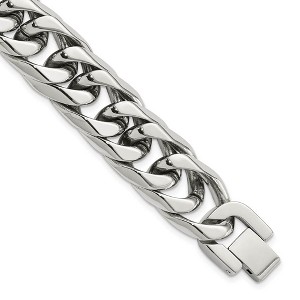 Black Bow Jewelry Men's 16mm Stainless Steel Rambo Double Curb Chain Bracelet, 8.25 Inch - 1 of 4