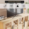 55" Large Buffet Cabinet with 4 Glass Doors, Sideboard Buffet Cabinet with Storage for Kitchen Dining Room, Living Room,White,Black,Wood Color - 4 of 4
