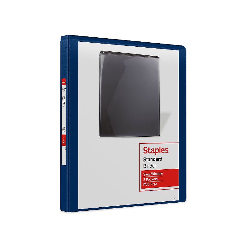 Staples Standard 1/2" 3-Ring View Binder Blue (26427-CC) 82615, 1 of 8