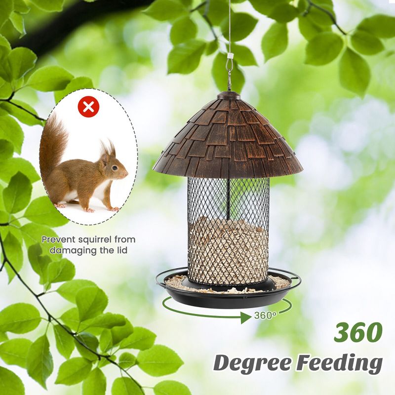 Tangkula Large Metal Wild Bird Feeder for Outdoor Hanging w/ Perch Resin Squirrel Proof, 5 of 11
