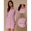 INSPIRE CHIC Women's Tweed Long Sleeves Square Neckline Knee Length Dresses - 2 of 4