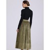 INSPIRE CHIC Women's Metallic Shiny Glitter Party High Waist Flared Plaeted Midi Skirt - 4 of 4