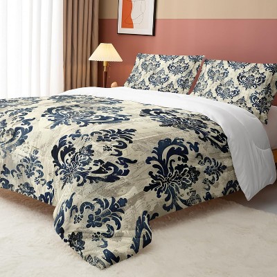 Acoinel Elegant Floral Comforter Bedding Set with 1 Quilt 2 Pillowcases, for Women Girls Adults Bedroom,Queen