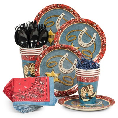 Birthday Express Western Cowboy Guest Western Standard Tableware Kit - Serves 8 Guests