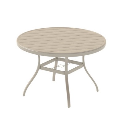 40.6" Outdoor Round Patio Dining Table with Umbrella Hole, All-Weather Metal Outdoor Dining Table for Garden, Balcony, or Backyard–The Pop Home