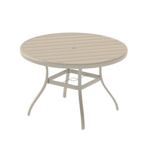 40.6" Outdoor Round Patio Dining Table with Umbrella Hole, All-Weather Metal Outdoor Dining Table for Garden, Balcony, or Backyard–The Pop Home - 1 of 4