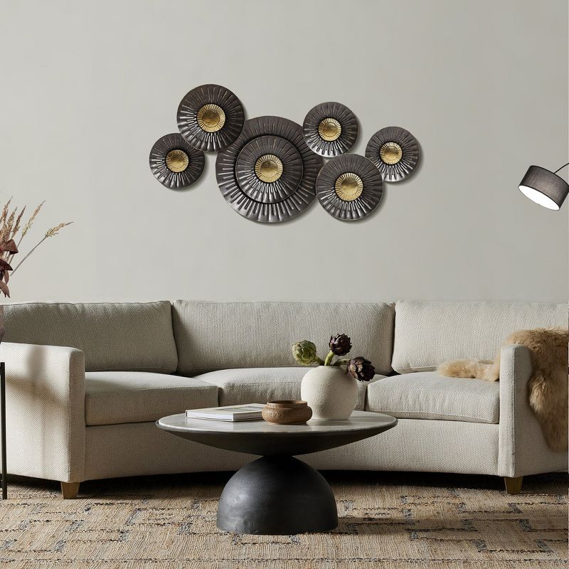 LuxenHome 41.3" W Brown and Gold Metal Abstract Flower Wall Decor, 3 of 14